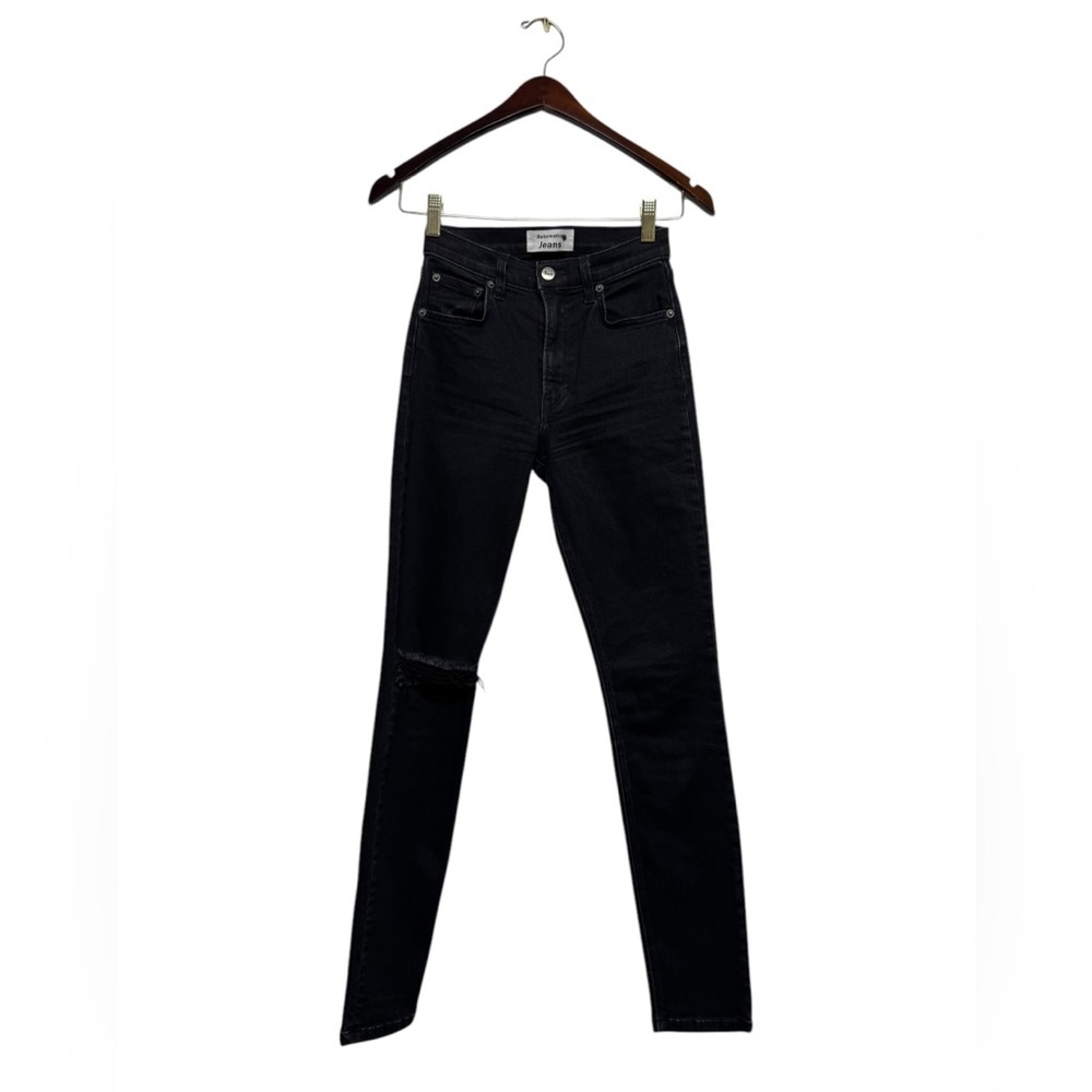 REFORMATION High & Skinny Jean Faded Black Destroyed 23 - Picture 3 of 9